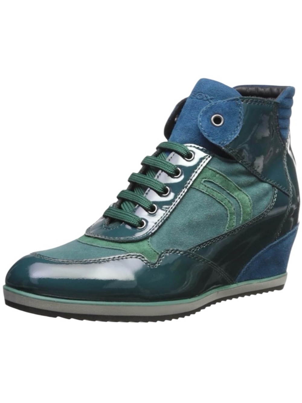 GEOX Respira D Illusion Hidden Wedge High Top Sneakers Petrol Green Blue Sz 39 9